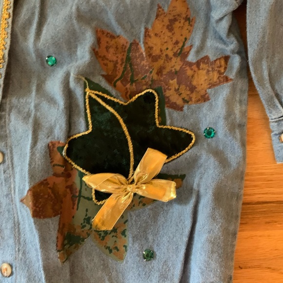 Fall Denim Button Down Shirt and Velvet Leggings - Picture 2 of 6